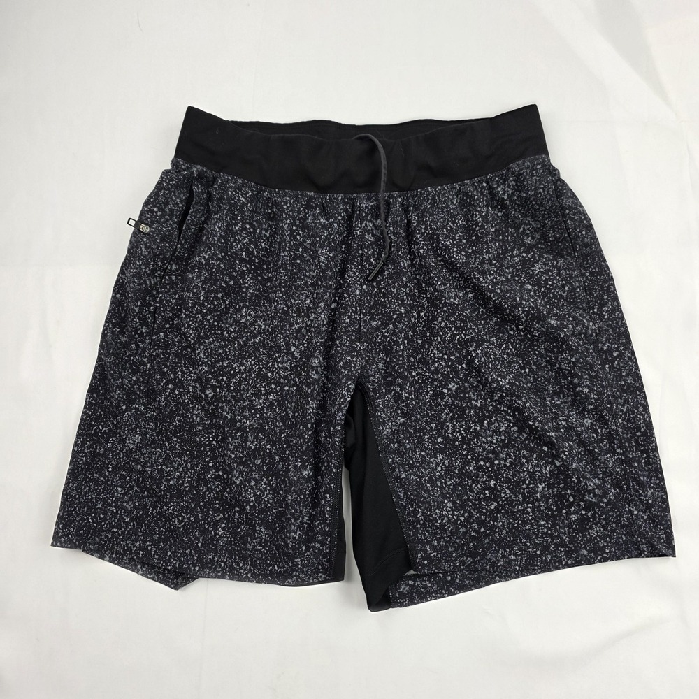 Lululemon T.H.E. Shorts Mens 32 Black Speckle 7" Lined Athletic Running Gym